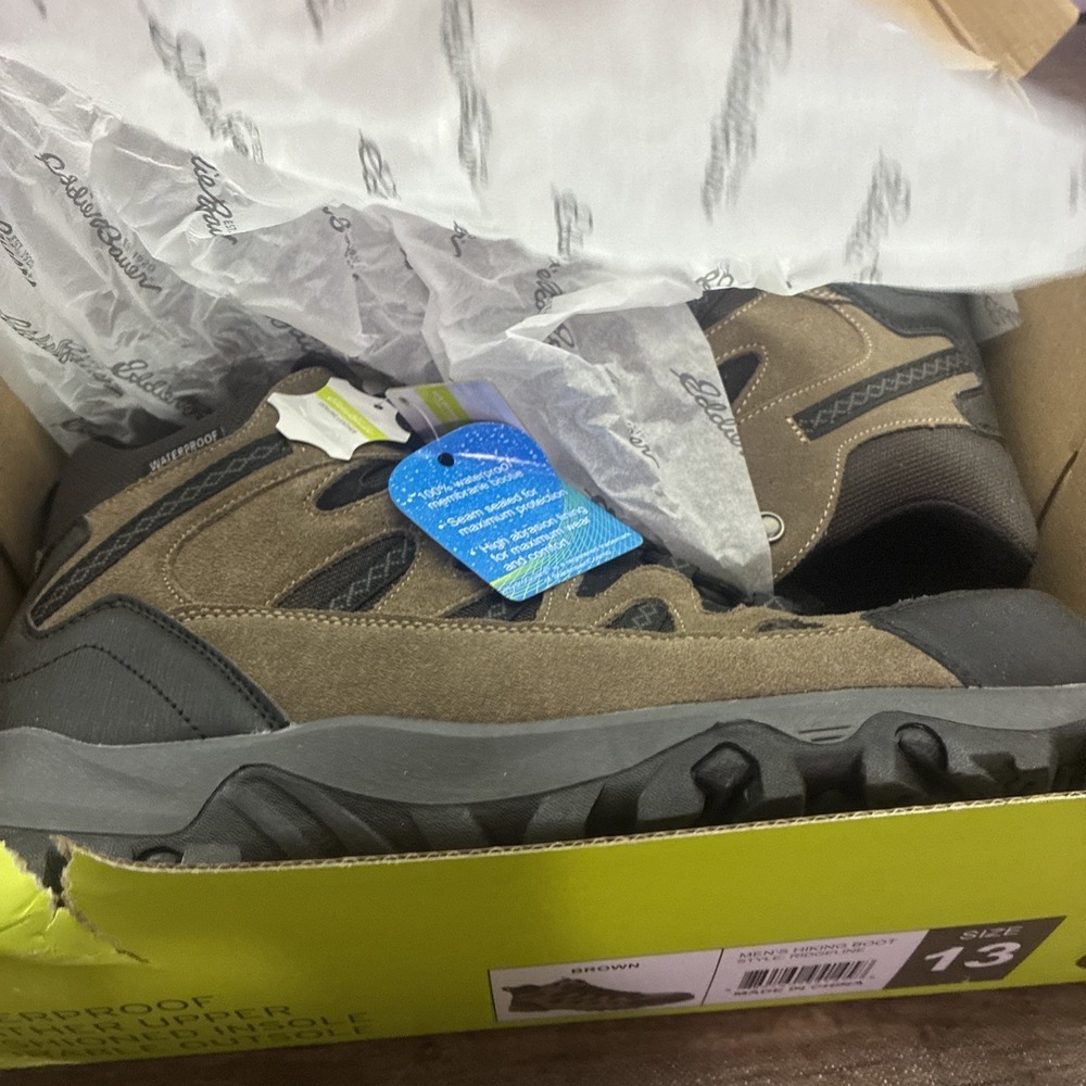Eddie Bauer Men's Graham Hiking Boots Leather Waterproof - Brown - Picture 2 of 2